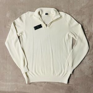 Fedeli Italy White Quarter Zip Pullover Sweater NWT Men’s Size Medium 52